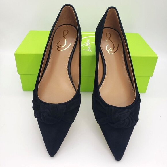BNIB Sam Edelman Wheaton Black Suede Knot Accent Pointed Toe Flat Size 7.5 - Picture 8 of 15